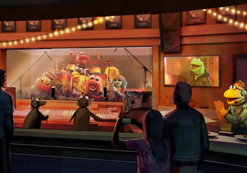 Antes de embarcar na atração, os visitantes ouvirão os já conhecidos e suaves acordes de “Can You Picture That?”, enquanto o grupo The Electric Mayhem ensaia para seu grande show