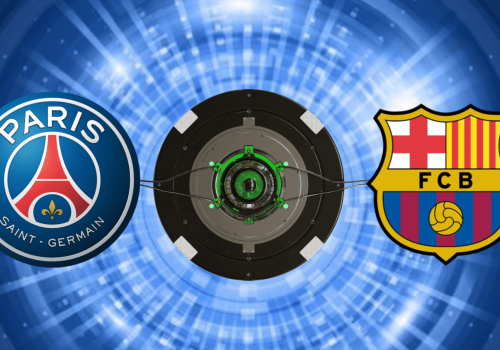Escudos de PSG e Barcelona